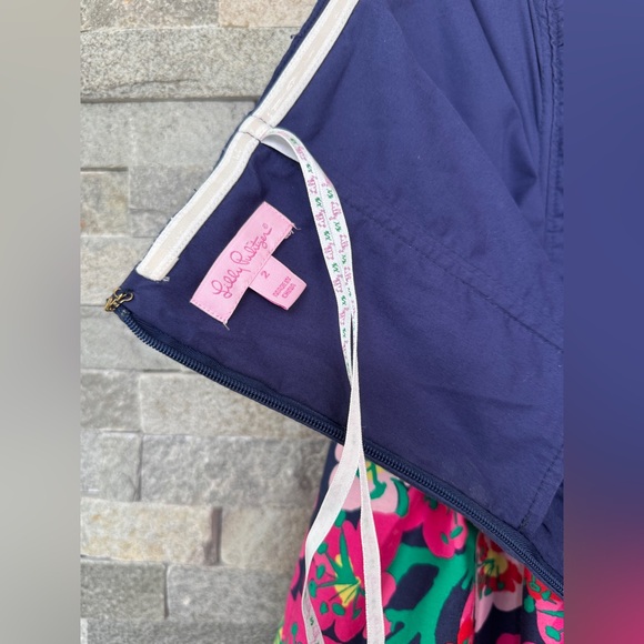 Lily Pulitzer Navy Blue Floral Strapless Dress 2 - Picture 9 of 15